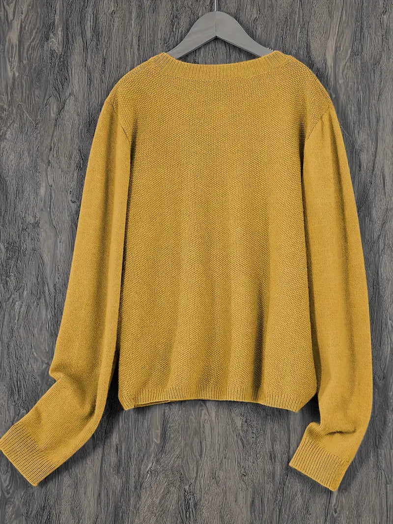 Eugenia | Women's crew-neck cardigan with buttons and pocket