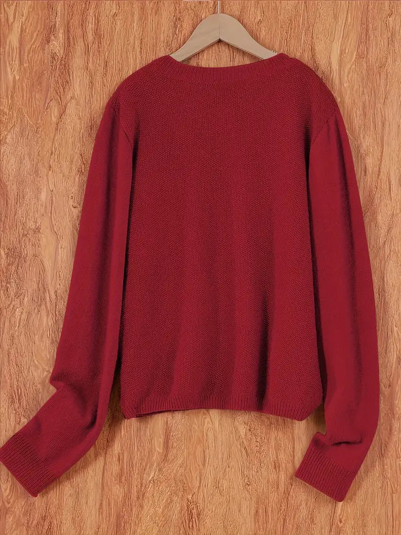 Eugenia | Women's crew-neck cardigan with buttons and pocket