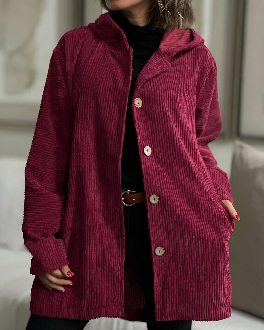 Cordia™ - Comfortable Corduroy Hooded Jacket