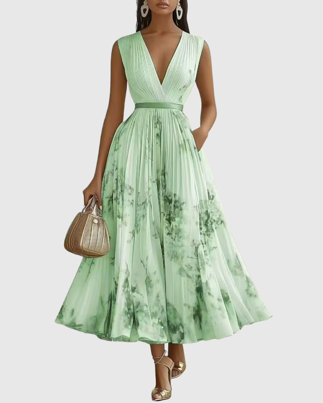 Rowella™ | Elegant Pleated Maxi Dress