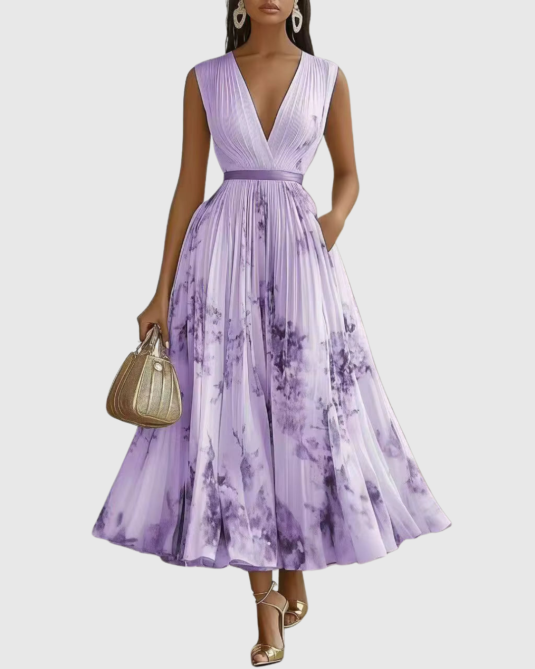 Rowella™ | Elegant Pleated Maxi Dress