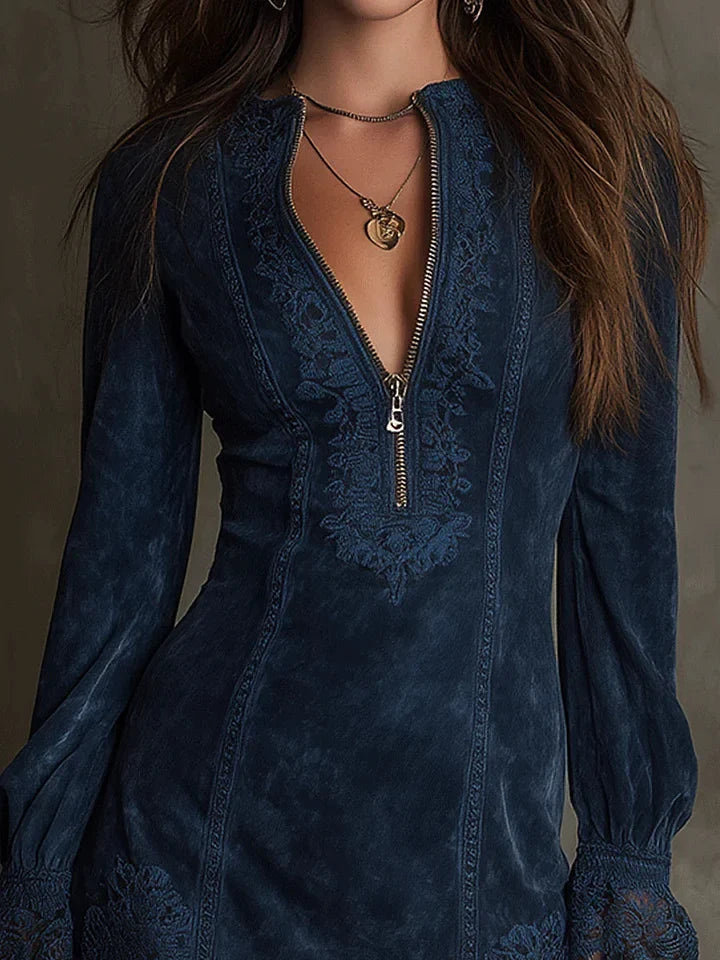 Mirunea | Short Dress with Artistic Lace