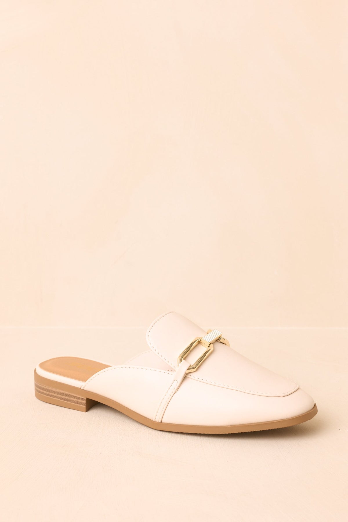 Going First Class Ivory Faux Leather Mule Loafers
