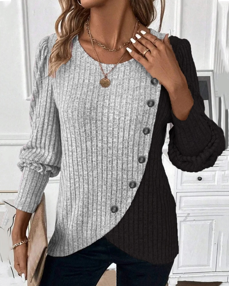 Evelyn – The Color-Block Casual Top