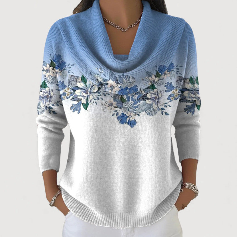 ALORA – Floral-patterned cowl-neck sweater