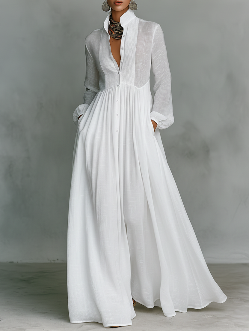 Serena | Long Buttoned Fluid Dress