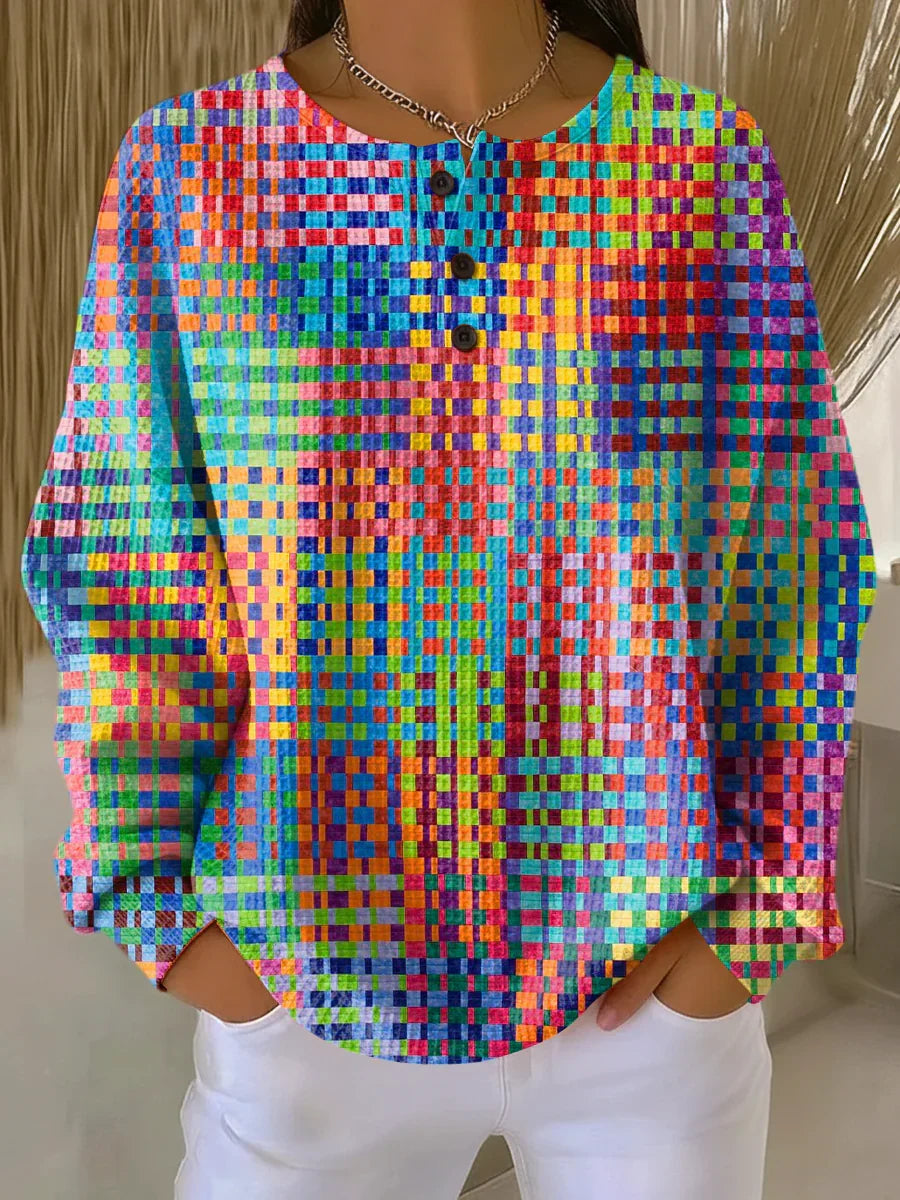 Rosa | Sweater with a Colorful Plaid Design