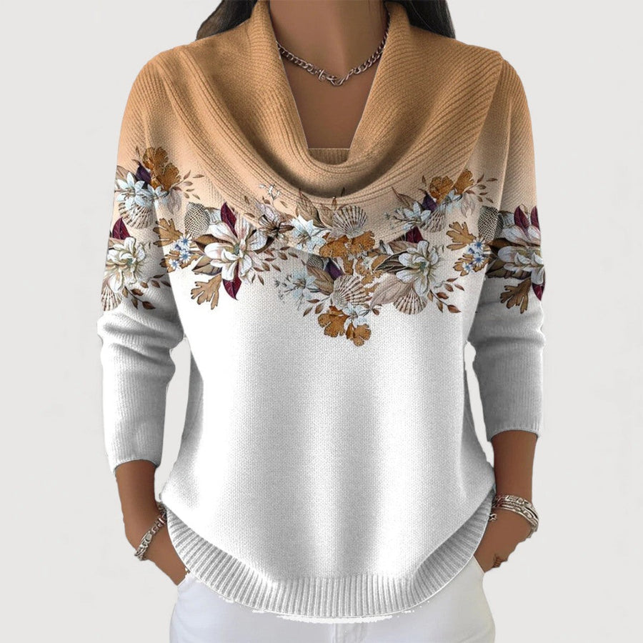ALORA – Floral-patterned cowl-neck sweater
