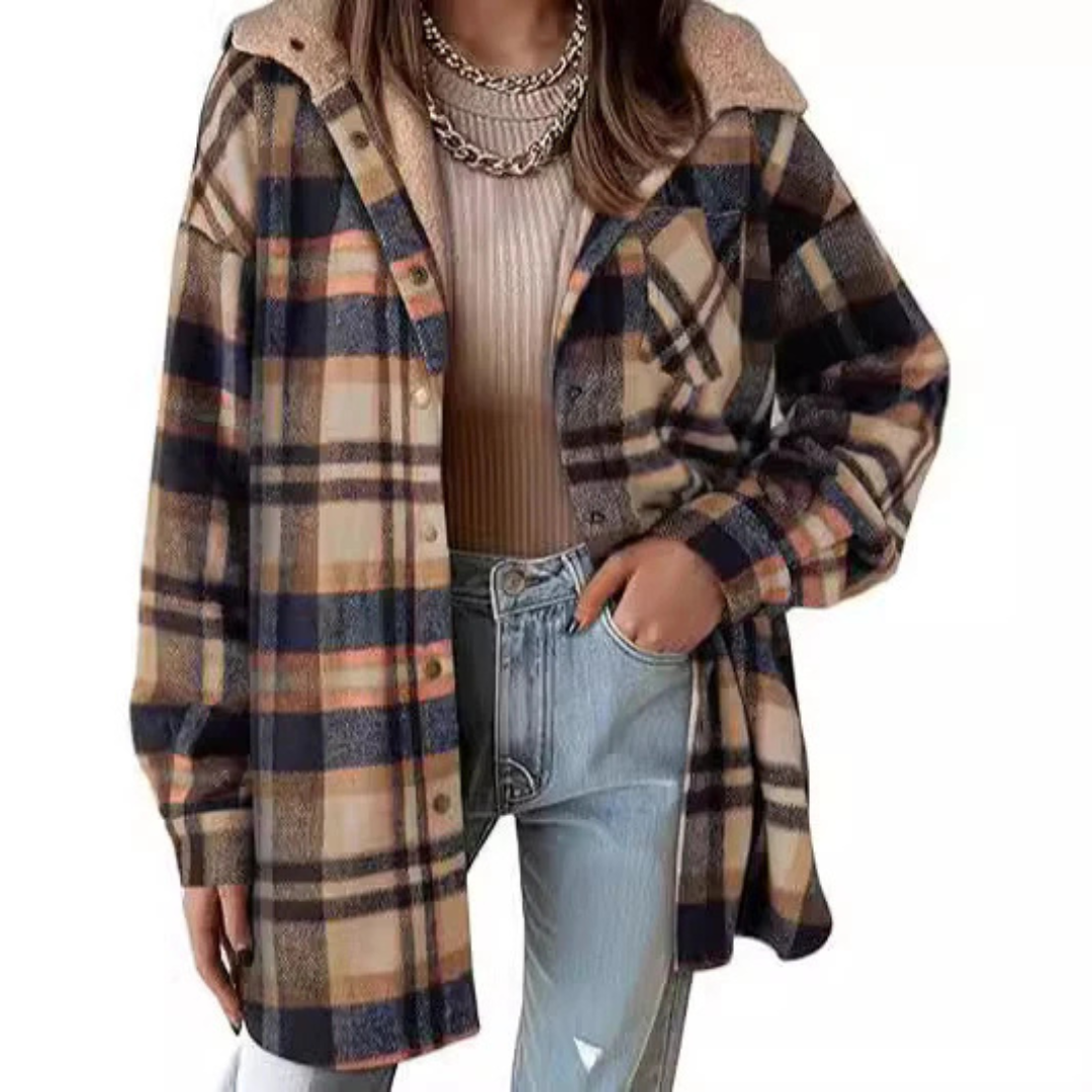 Tallulah™ – Relaxed-fit plaid hooded jacket