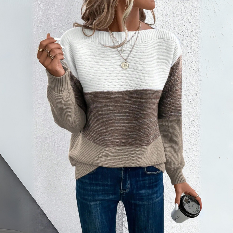 Clara - Stylish Three-Color Patchwork Sweater