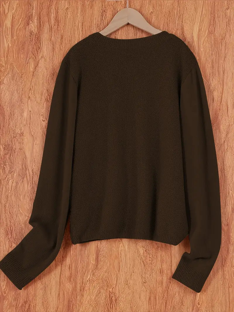 Eugenia | Women's crew-neck cardigan with buttons and pocket