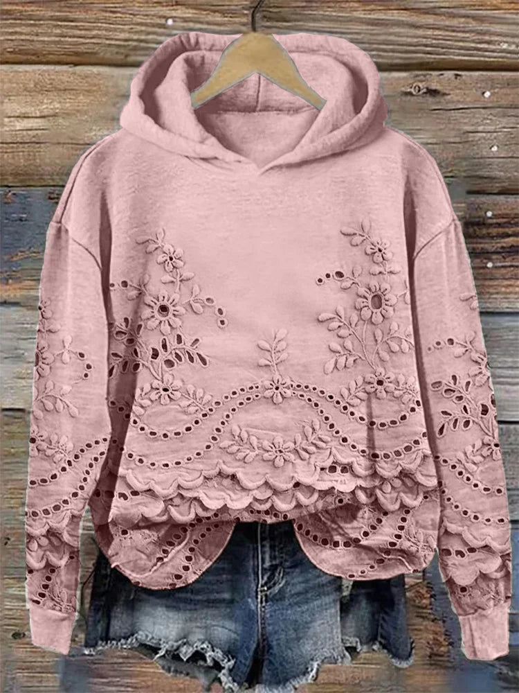 Regine™ - Cozy Hoodie with Floral Print