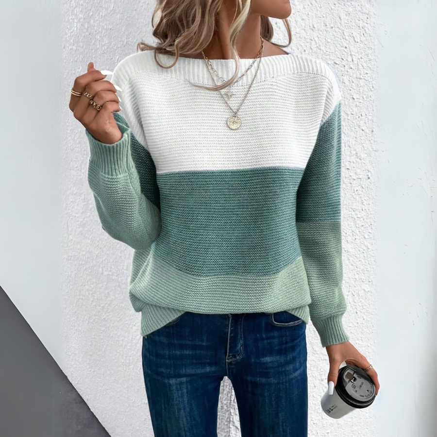 Clara - Stylish Three-Color Patchwork Sweater