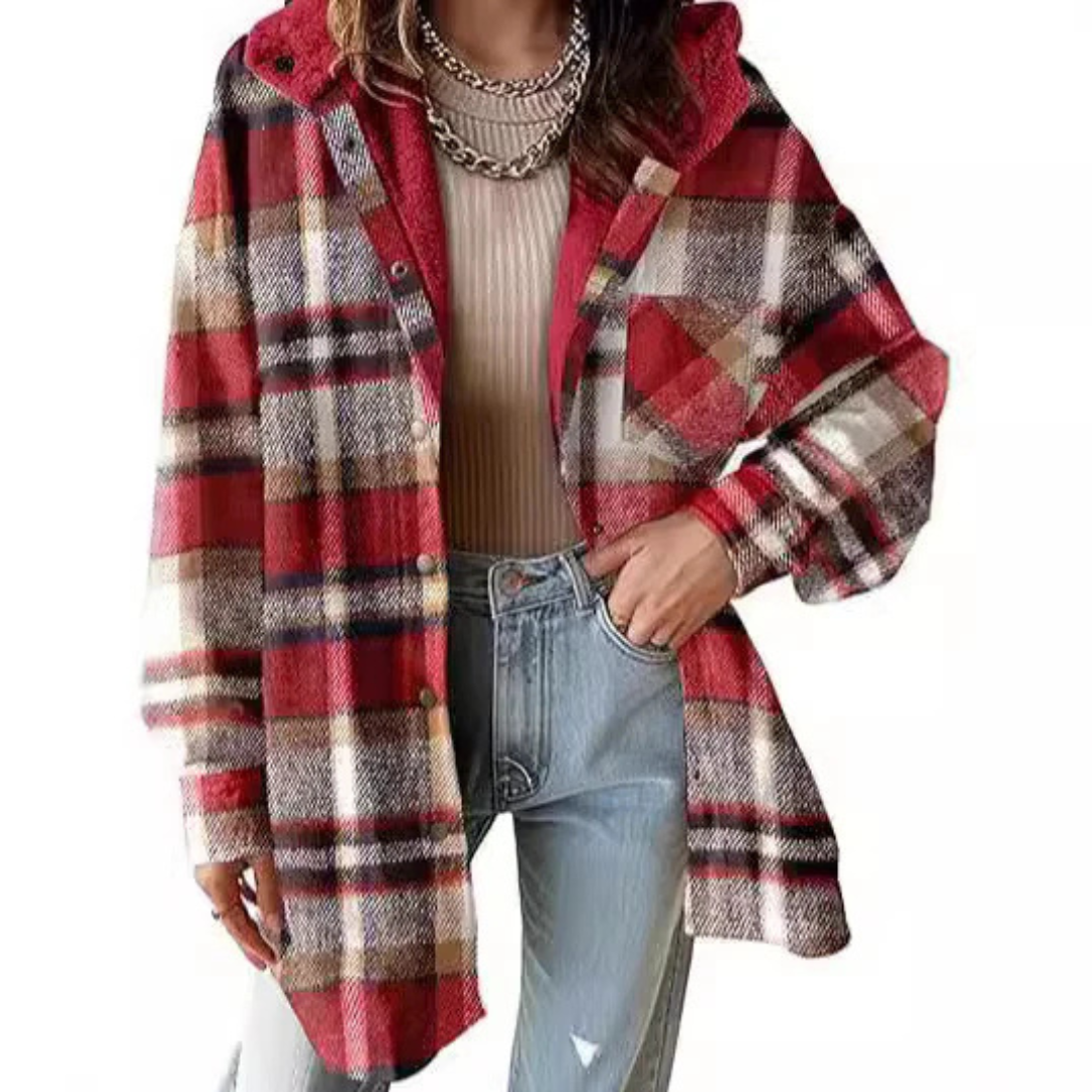Tallulah™ – Relaxed-fit plaid hooded jacket
