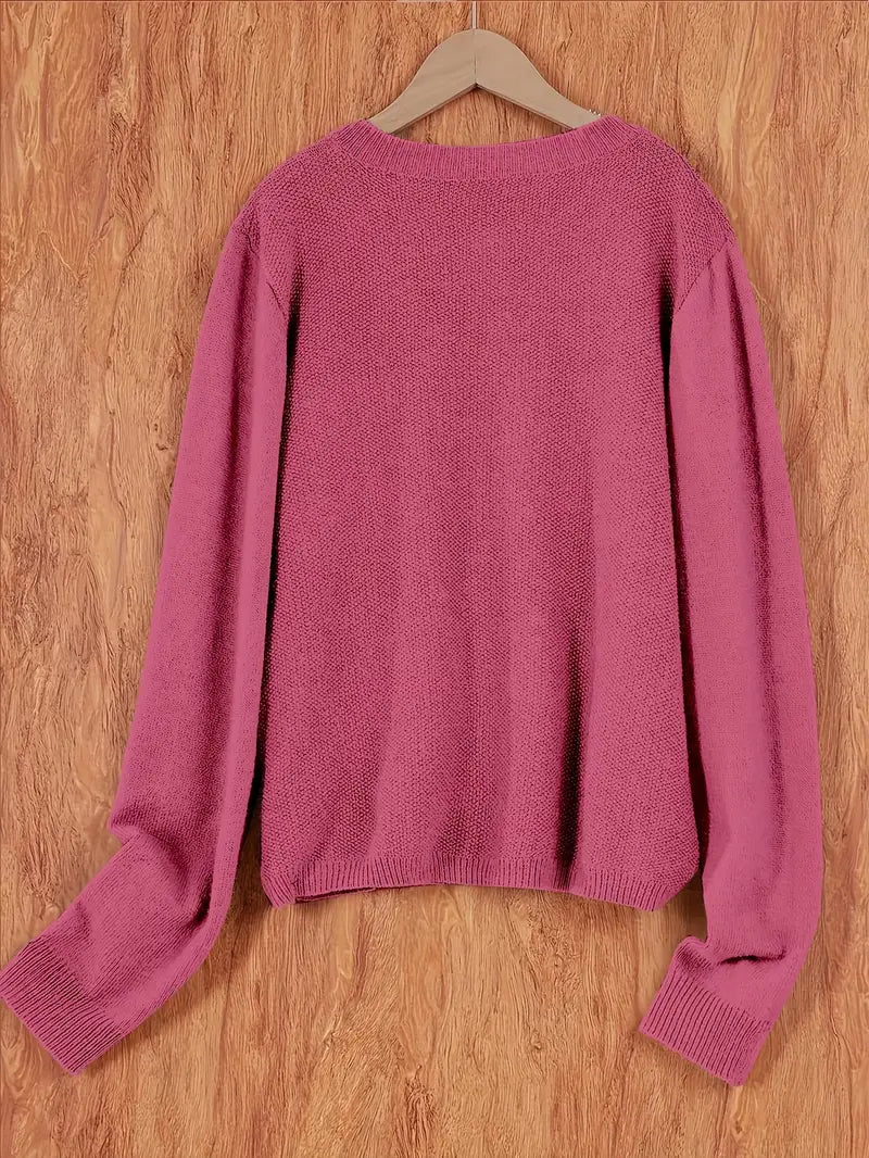 Eugenia | Women's crew-neck cardigan with buttons and pocket