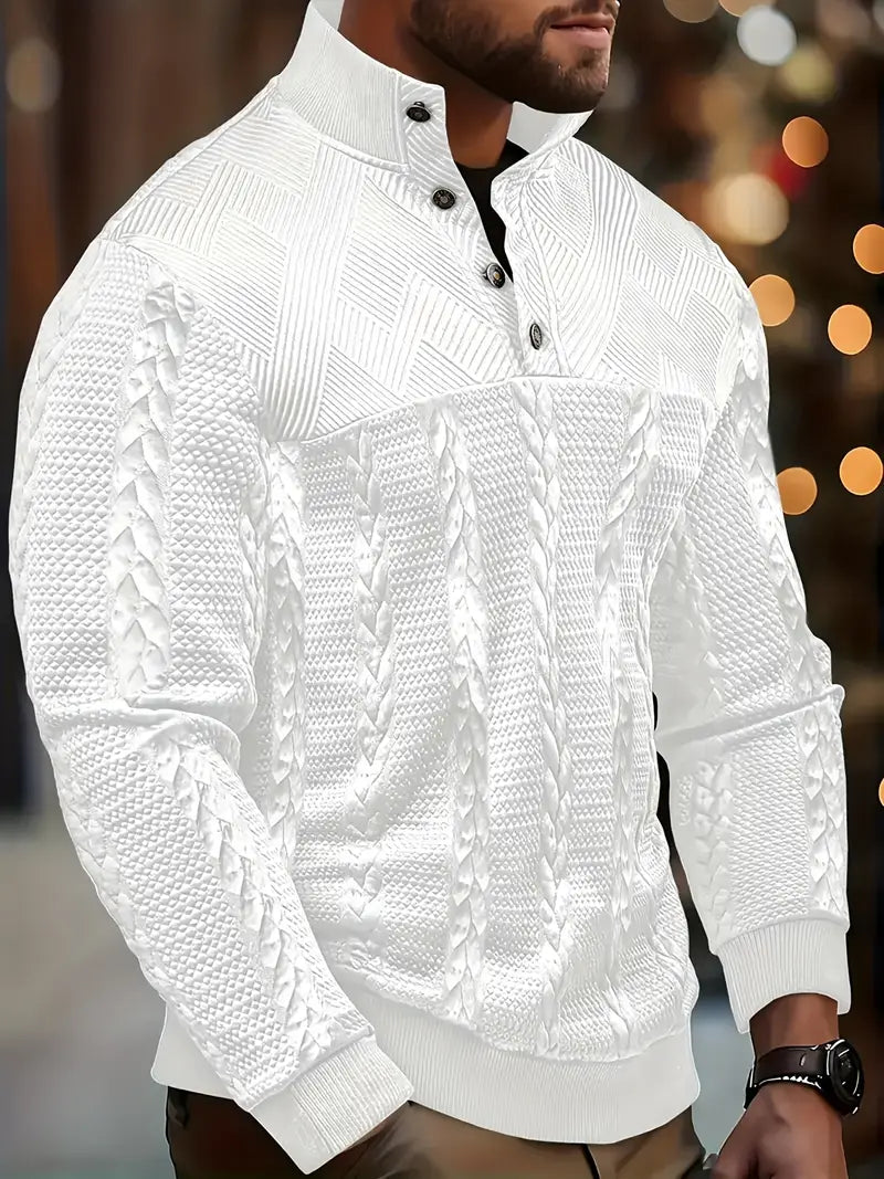 MASON – TEXTURED BUTTON-UP KNIT SWEATER