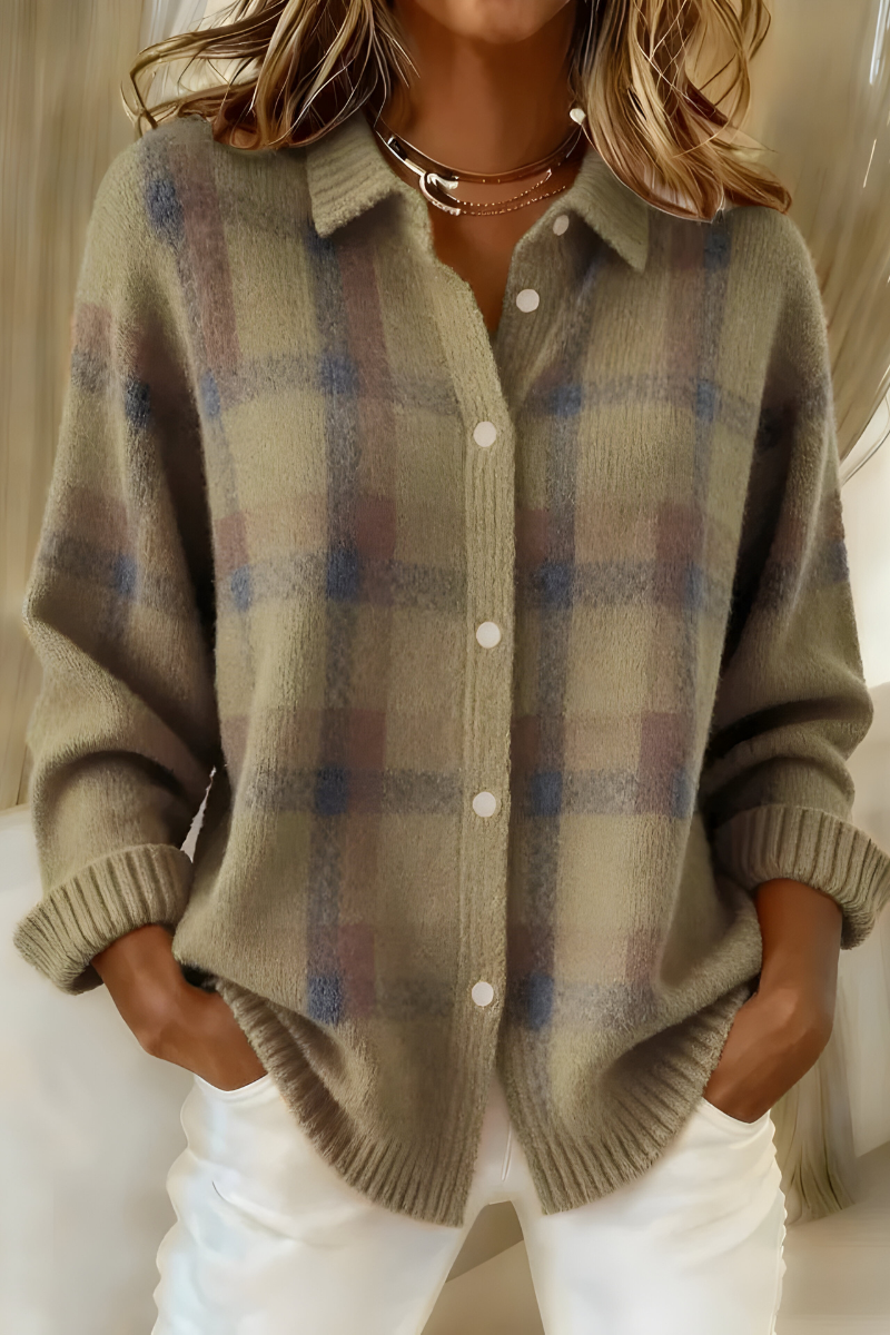 Tesa | Cozy Plaid Sweater Cardigan