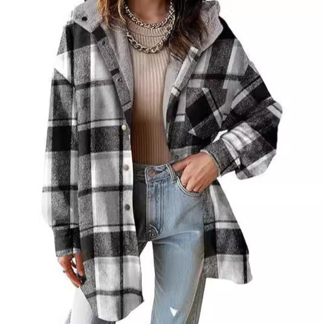 Tallulah™ – Relaxed-fit plaid hooded jacket