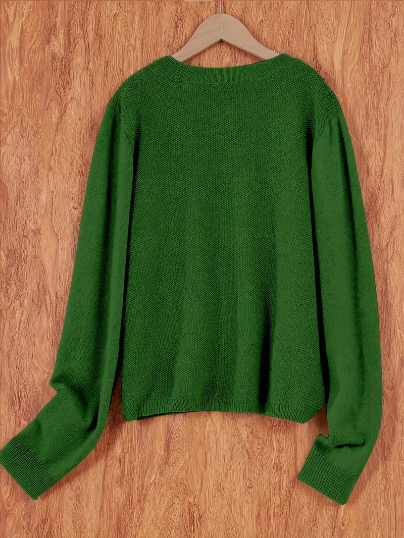 Eugenia | Women's crew-neck cardigan with buttons and pocket