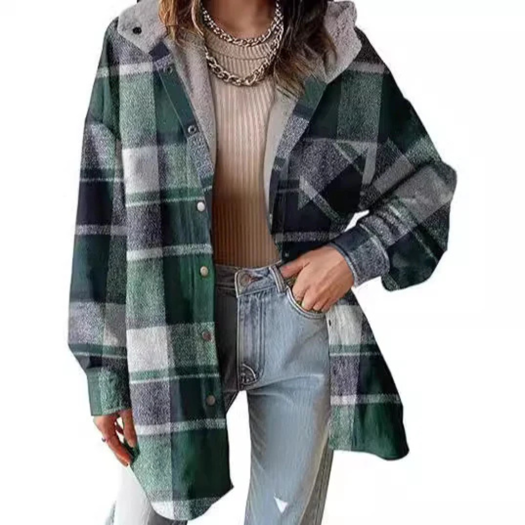 Tallulah™ – Relaxed-fit plaid hooded jacket