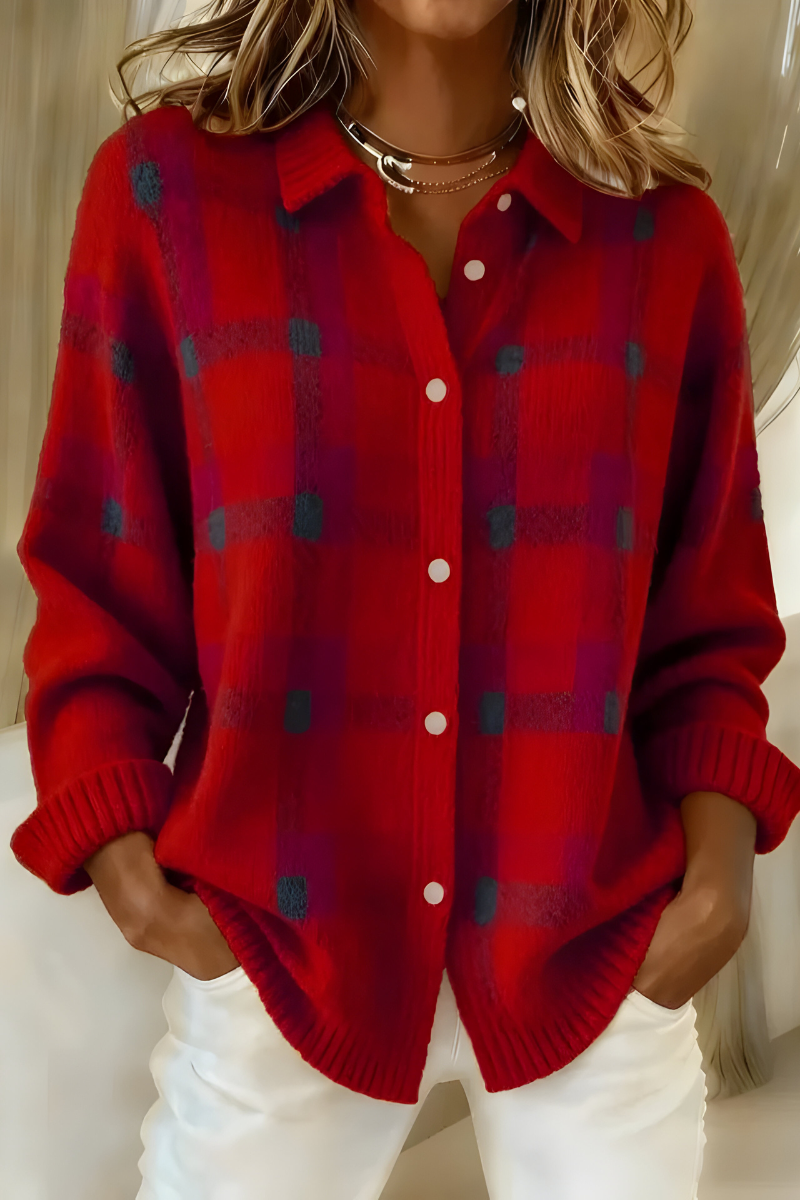 Tesa | Cozy Plaid Sweater Cardigan