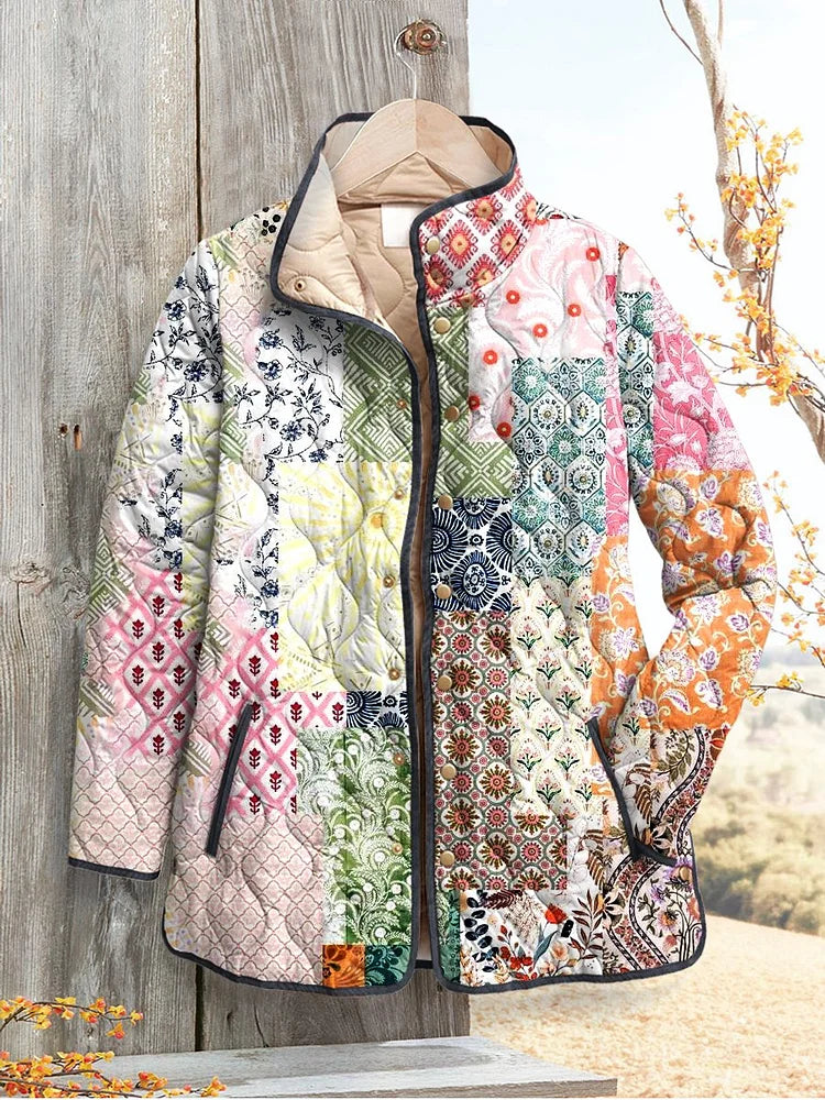 Women's Casual Floral Pattern Quilted Jacket