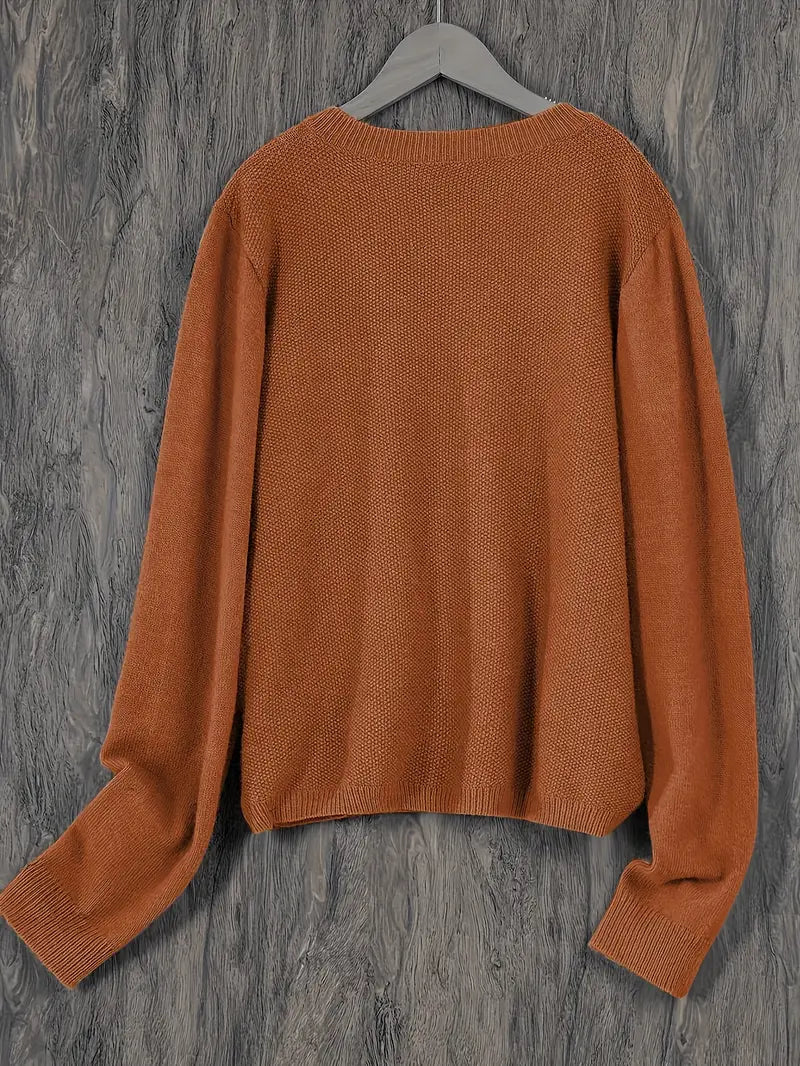 Eugenia | Women's crew-neck cardigan with buttons and pocket