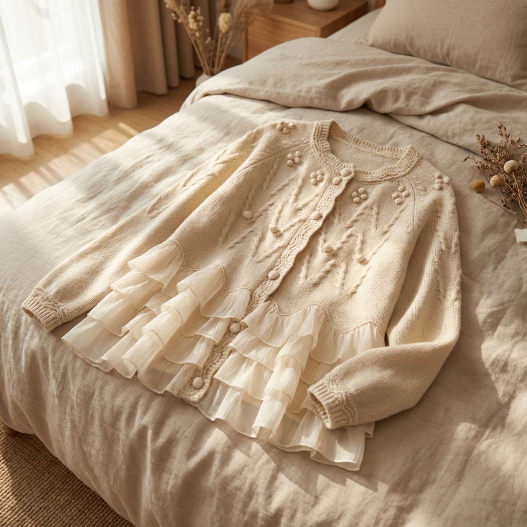 Ruffled Natural Cardigan™