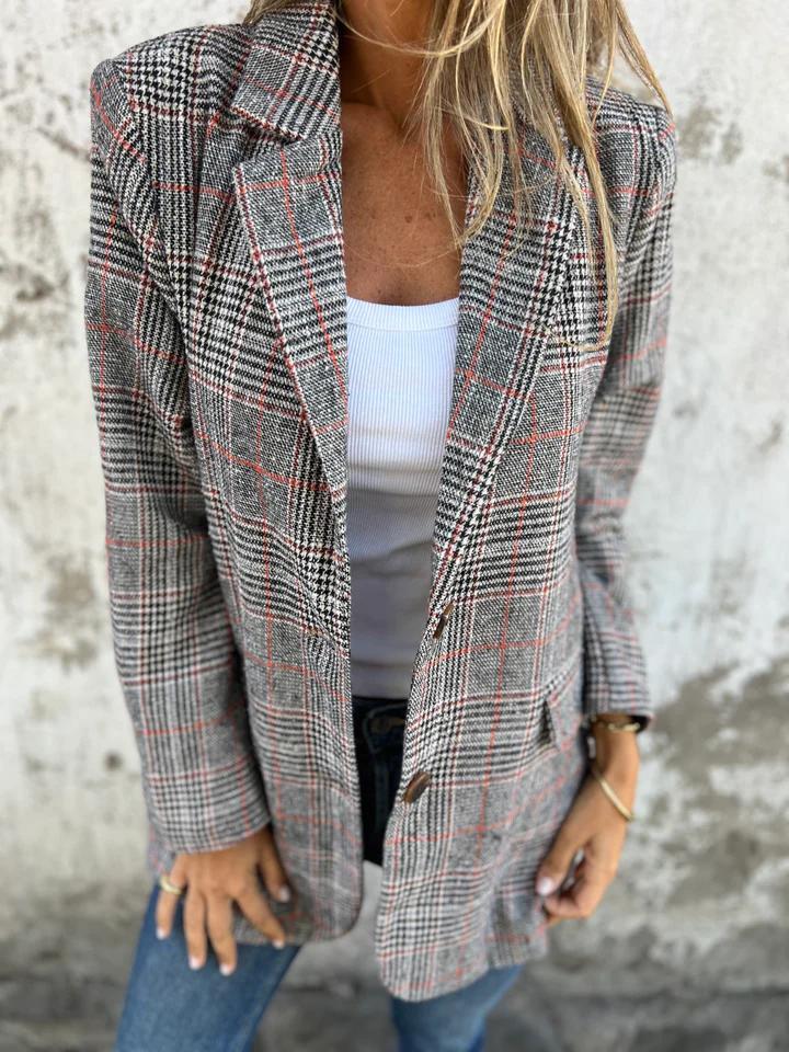 Amelia - Casual Checked Blazer with Lapels