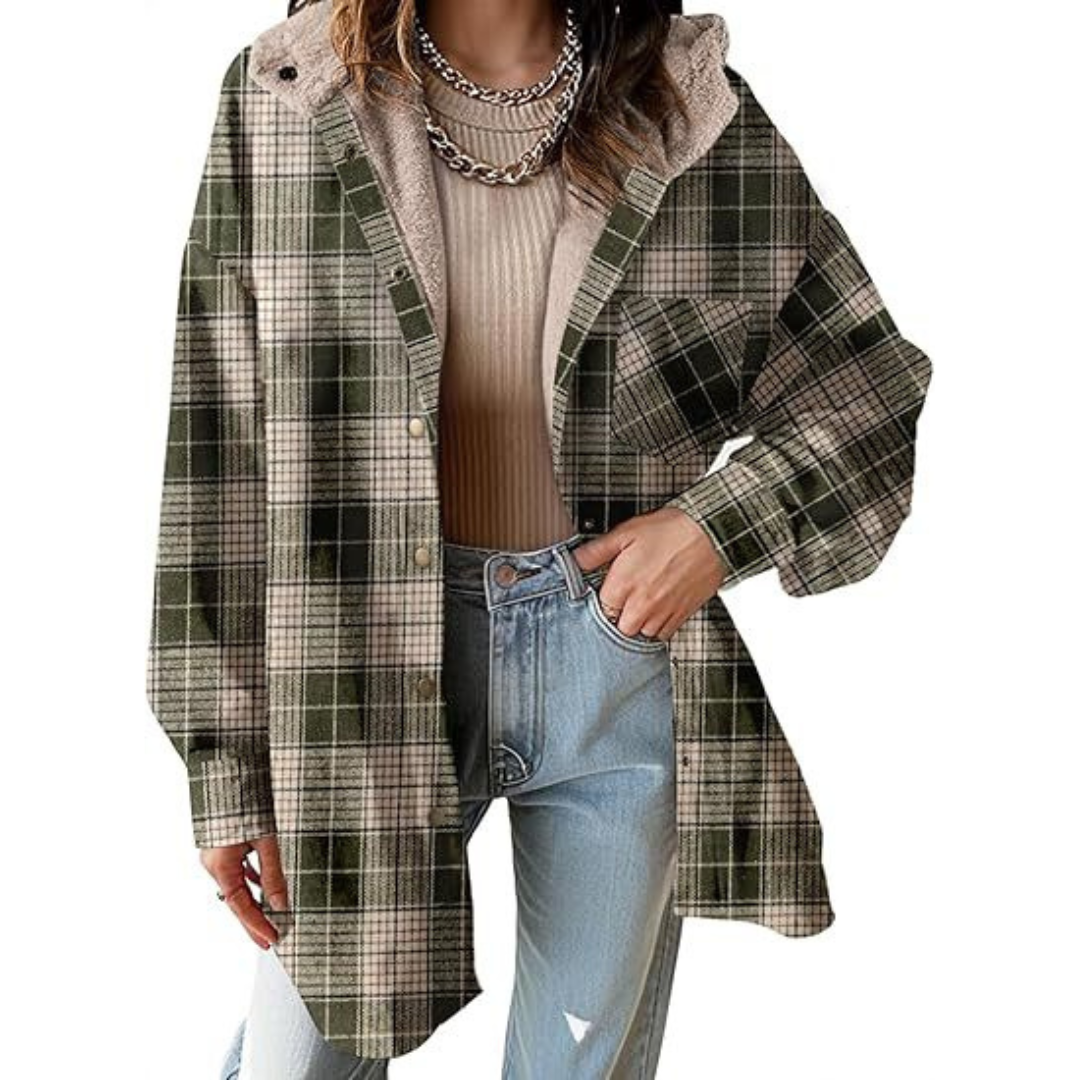 Tallulah™ – Relaxed-fit plaid hooded jacket