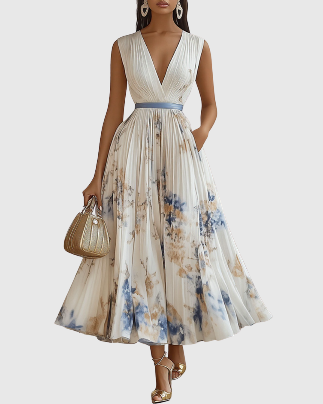 Rowella™ | Elegant Pleated Maxi Dress