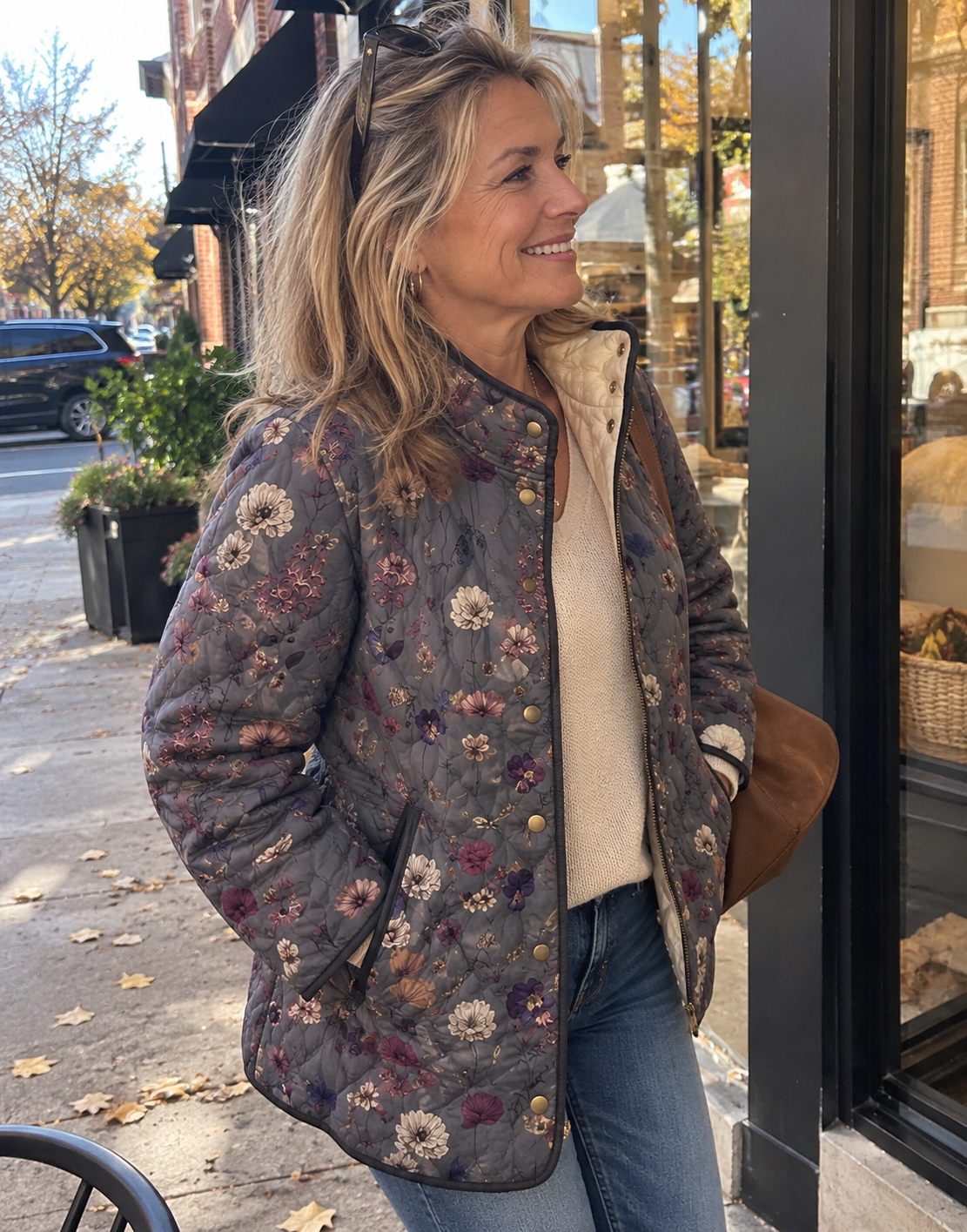 Niva | Vintage Floral Print Quilted Jacket