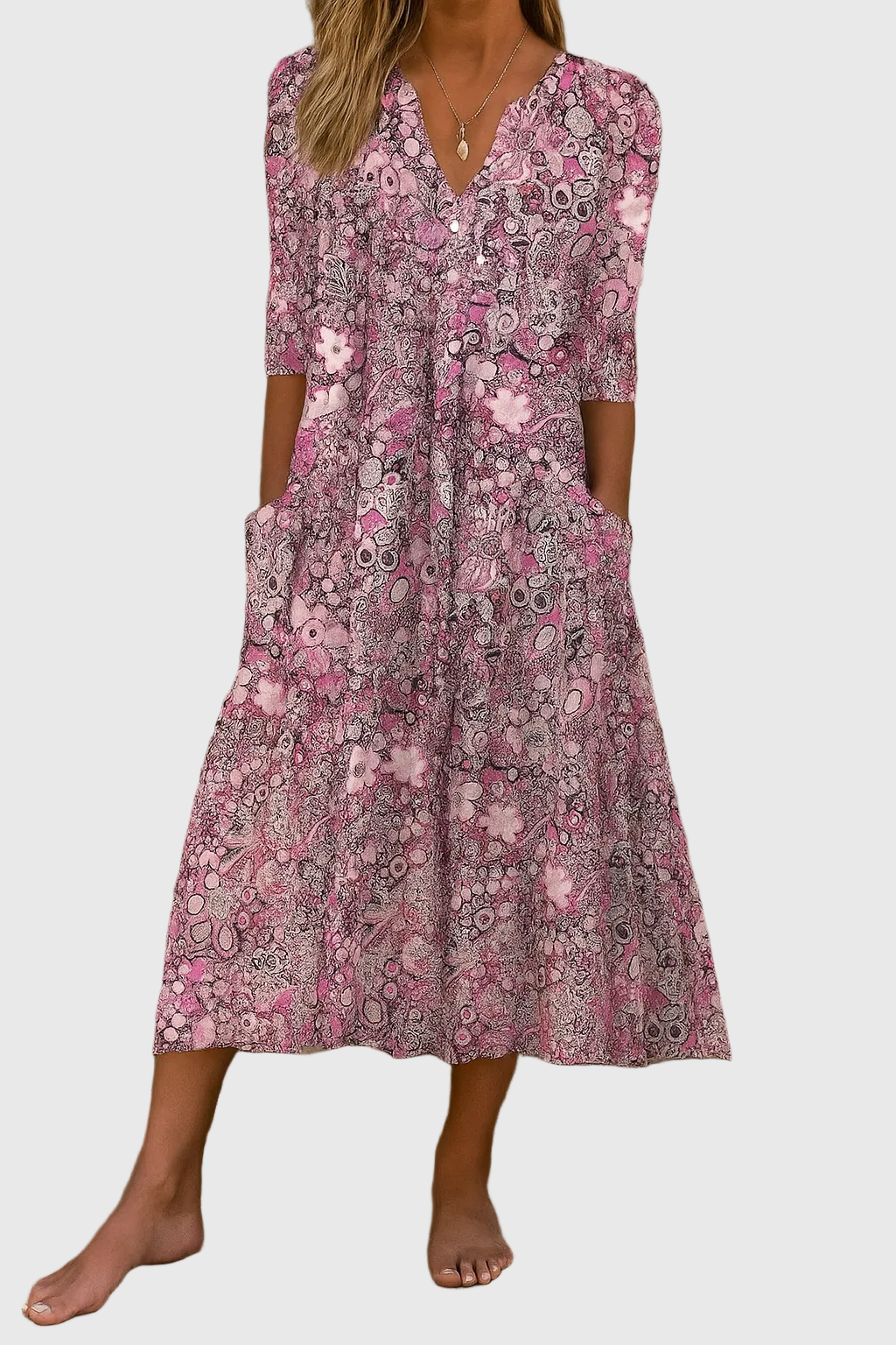 Harlow | Elegant V-neck midi dress