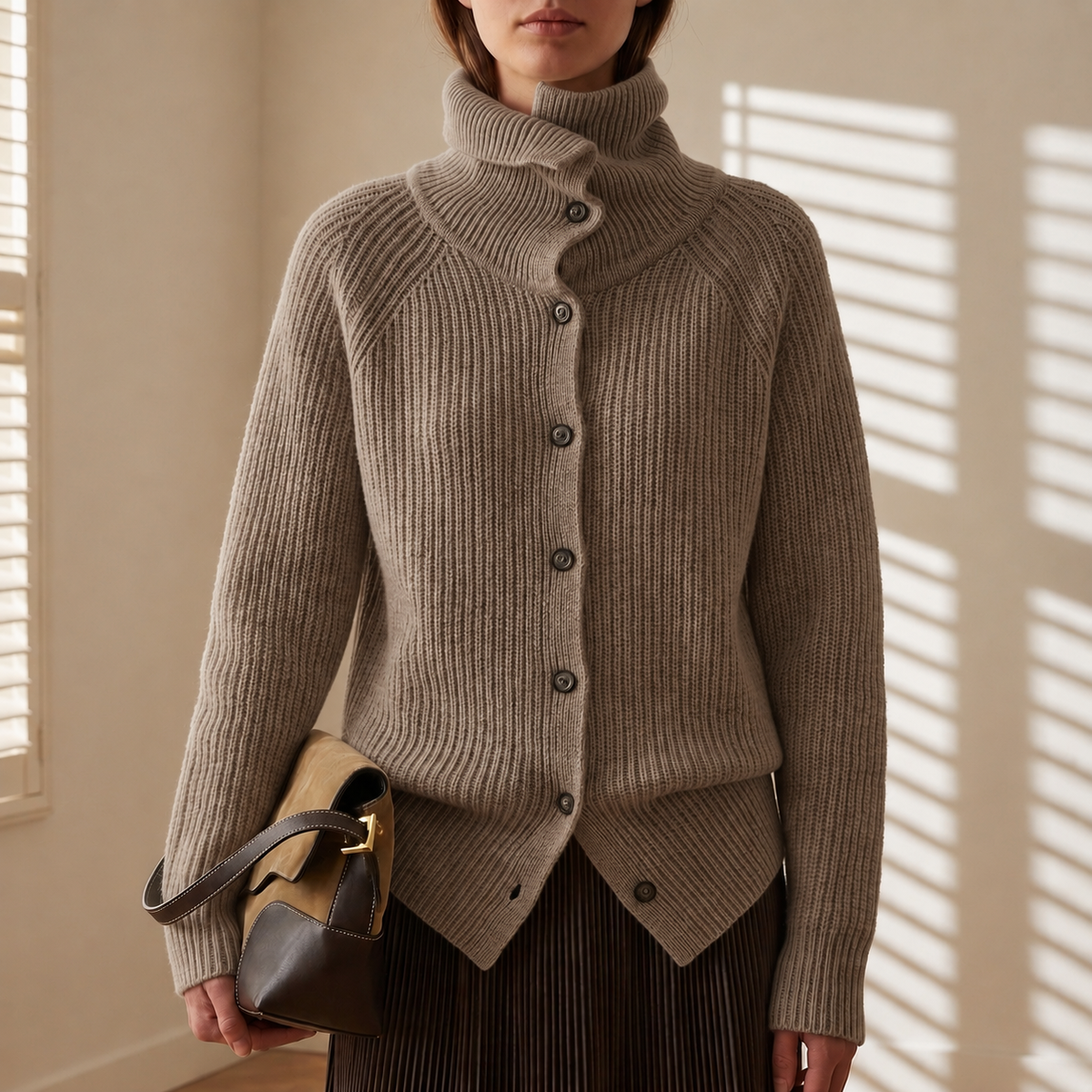 Women's long-sleeve button-front cardigan