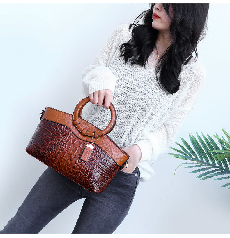 Oriana - Retro Gradient Crocodile Handbag