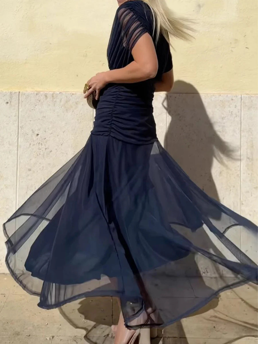 VIVIAN | LONG FLOWER V-NECK DRESS