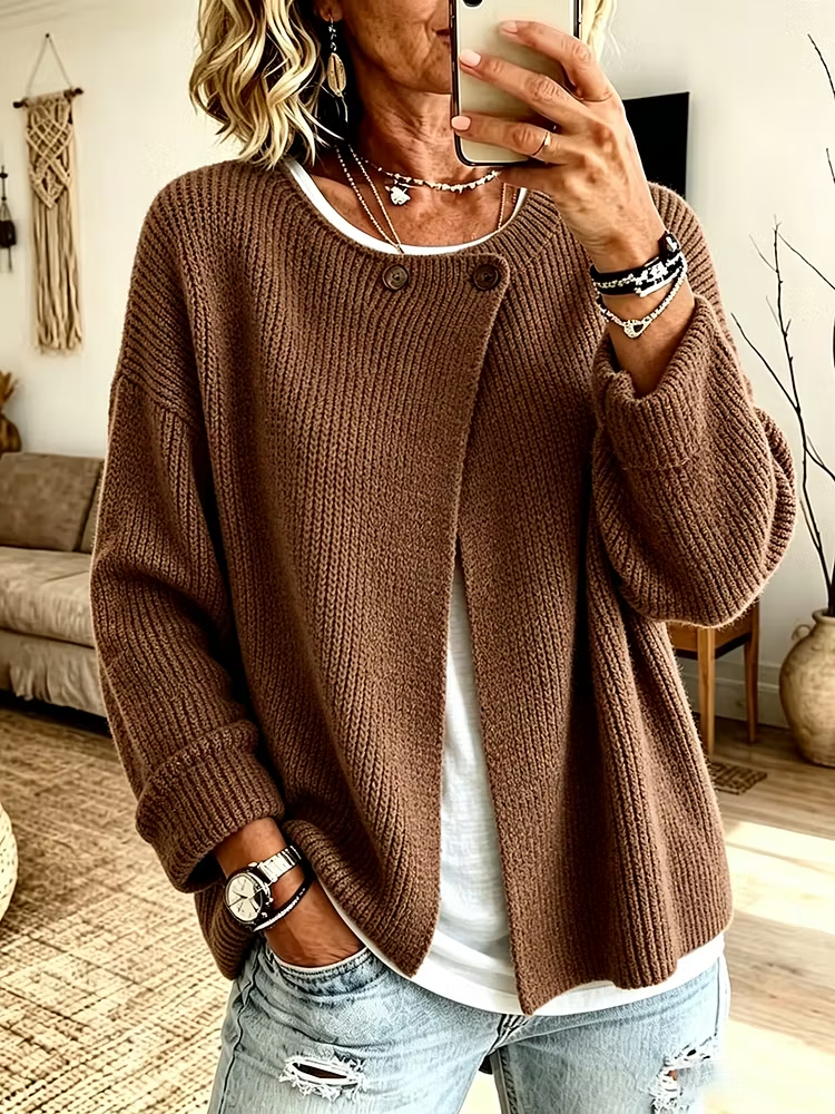 Avery | Ribbed Asymmetrical Knit Cardigan