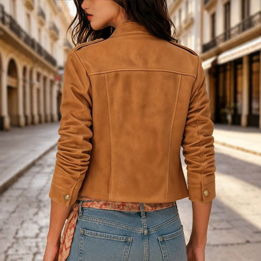 Women's Long-Sleeve Jacket with Buttons and Pockets