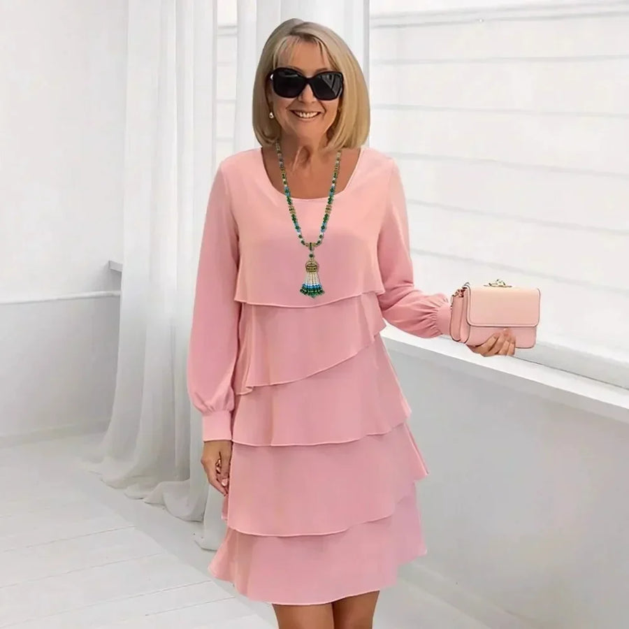 Margaret | Long Sleeve Elegant Comfort Ruffle Dress