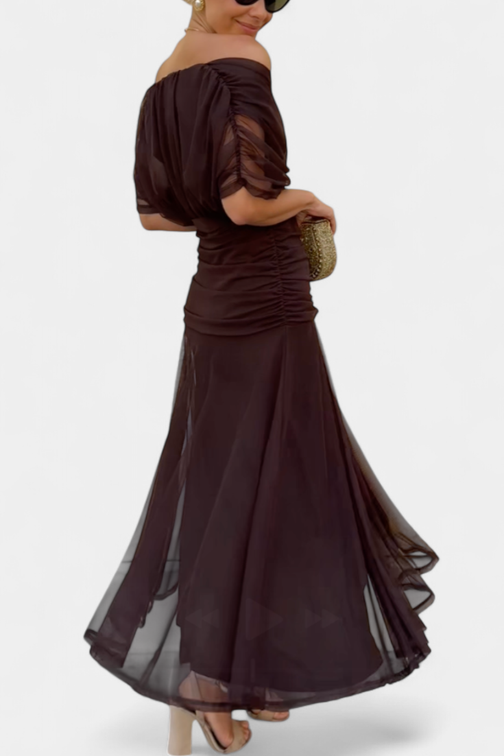 VIVIAN | LONG FLOWER V-NECK DRESS