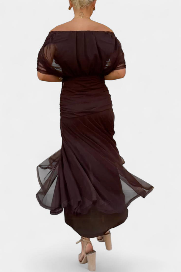 VIVIAN | LONG FLOWER V-NECK DRESS