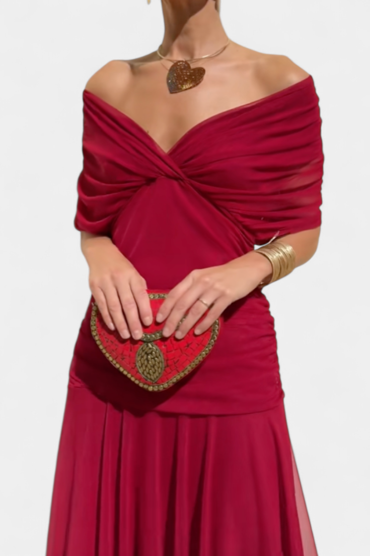 VIVIAN | LONG FLOWER V-NECK DRESS