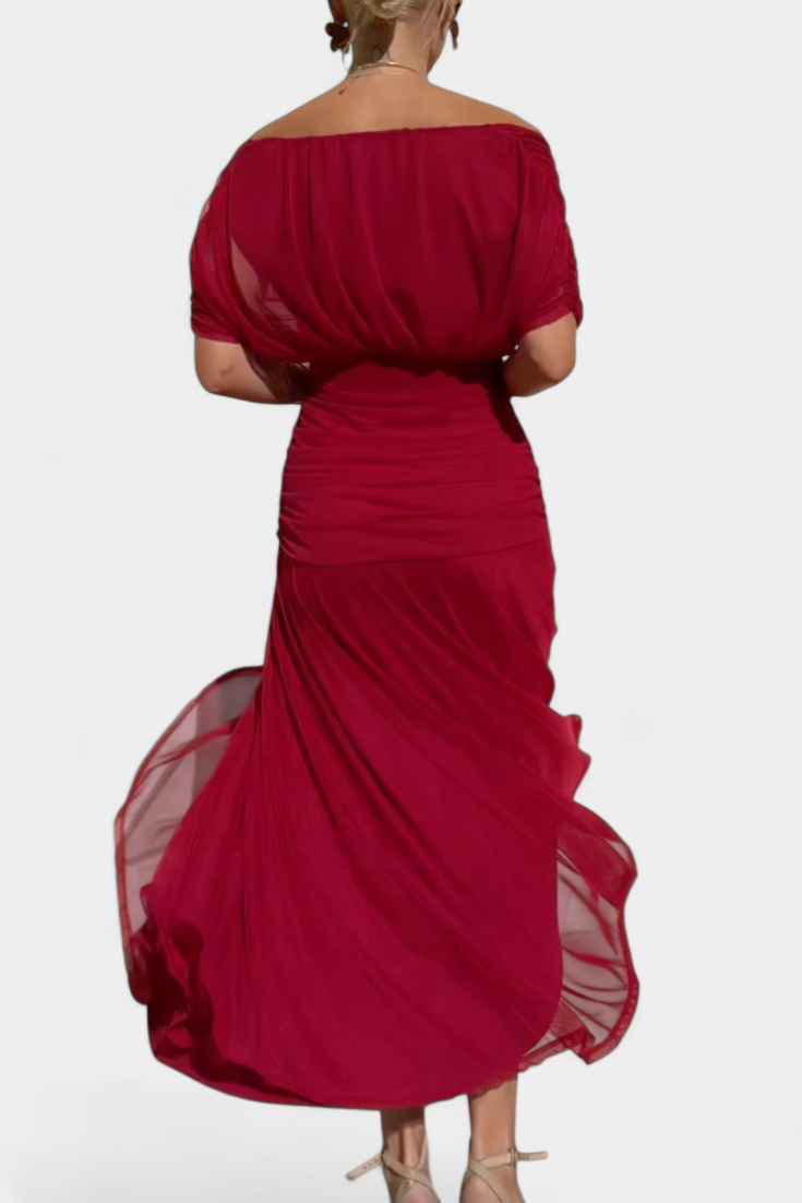 VIVIAN | LONG FLOWER V-NECK DRESS
