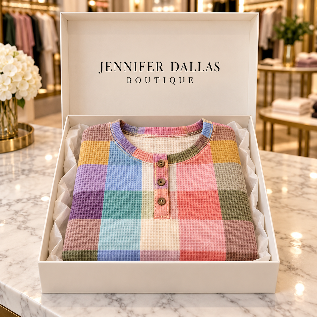 Astrid Exclusive Comfort Top in a Jennifer Dallas Boutique gift box
