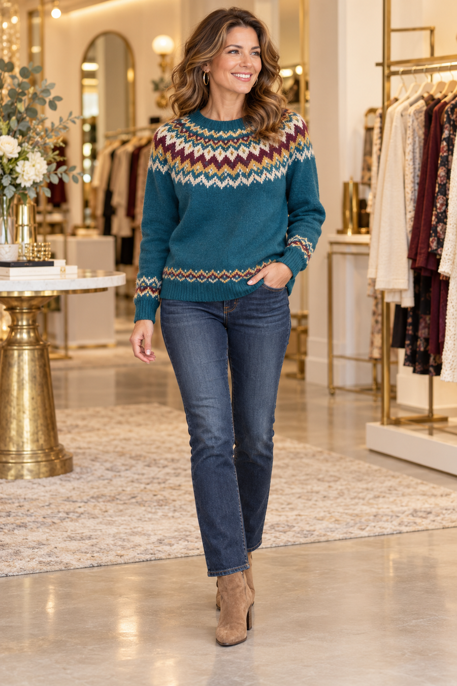 NICOLE Retro Sweater in Blue — Jennifer Dallas Boutique