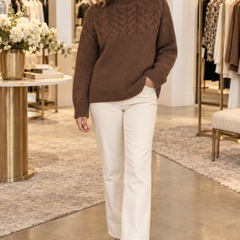 Eva Cable-Detail Sweater in Brown — Jennifer Dallas Boutique