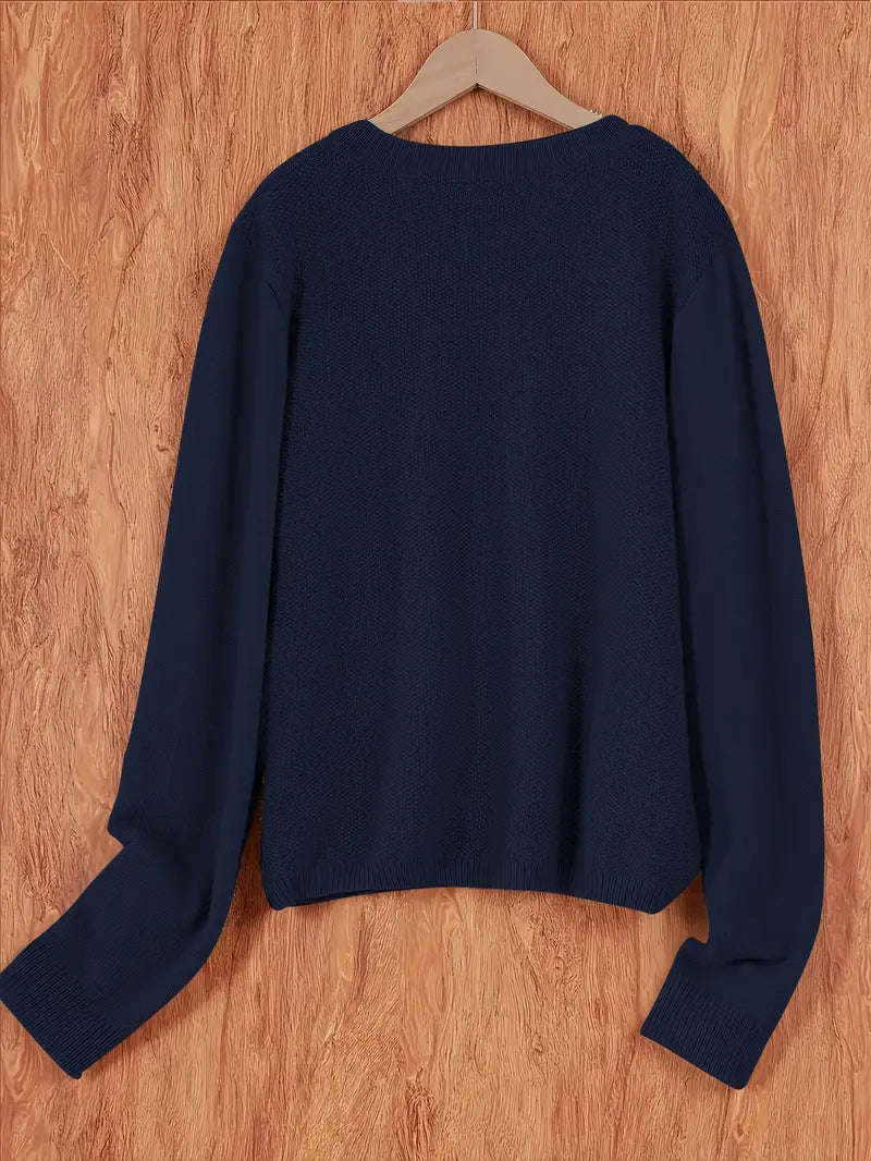 Eugenia | Women's crew-neck cardigan with buttons and pocket