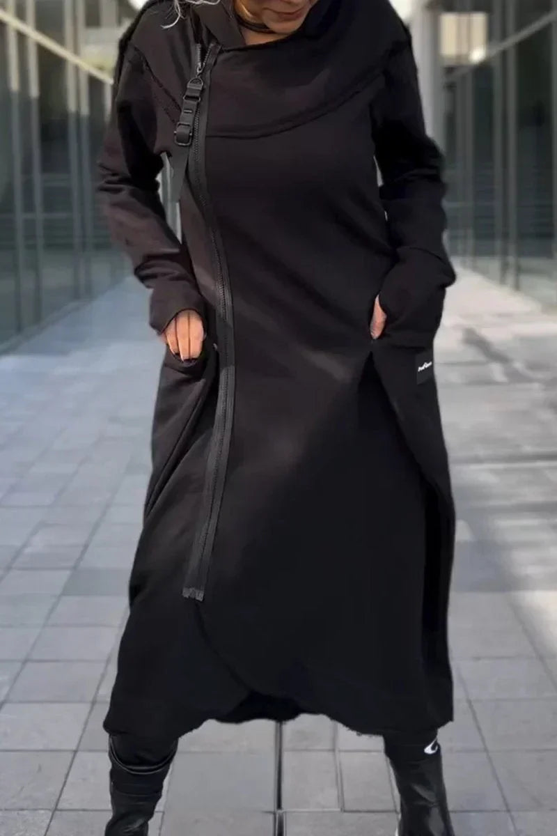 RILEY – FUTURISTIC HOODED LONG COAT