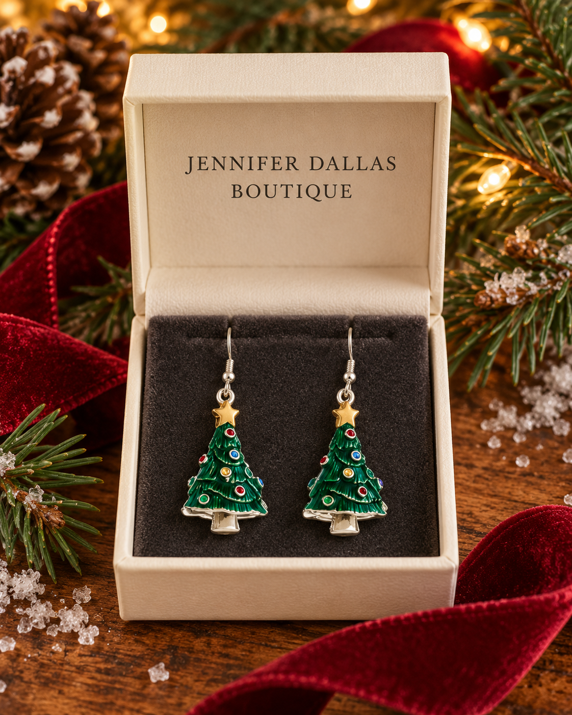 Classic Christmas Tree Earrings with French Hooks