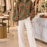 Delysanne Sophisticated Sweater in Orange floral sherpa at Jennifer Dallas Boutique